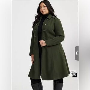 NWT Torrid Melton Zip front Military Coat Deep Depths Olive green 4 4X